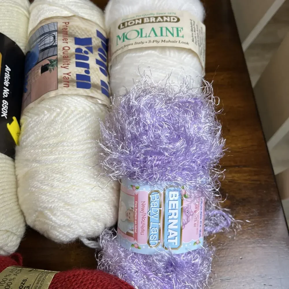 2+ lb Lot of Miscellaneous Yarn for Needle Craft Various Weights Colors Skeins